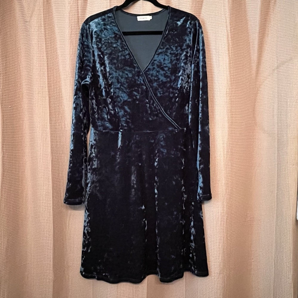 DGMYG Emerald Green Crushed Velvet Wrap Dress Whimsigoth Bewitched Bohemian XL